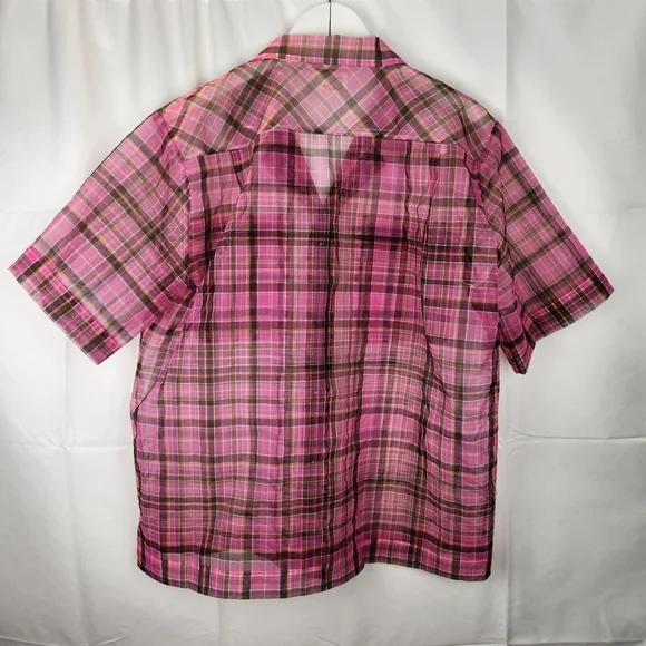 Aritzia Pink Plaid Sheer Top - Picture 9 of 10